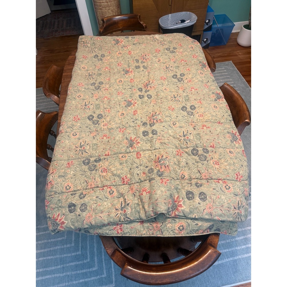 Vintage Ralph Lauren Isabella Twin Size Comforter Sage Floral Cotton Linen USA - Picture 2 of 6